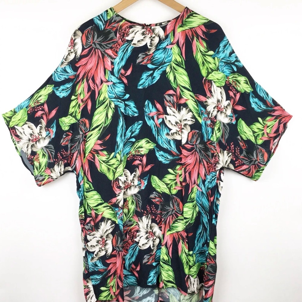 Zara Womens M Tunic Dress Dolman Tropical Floral